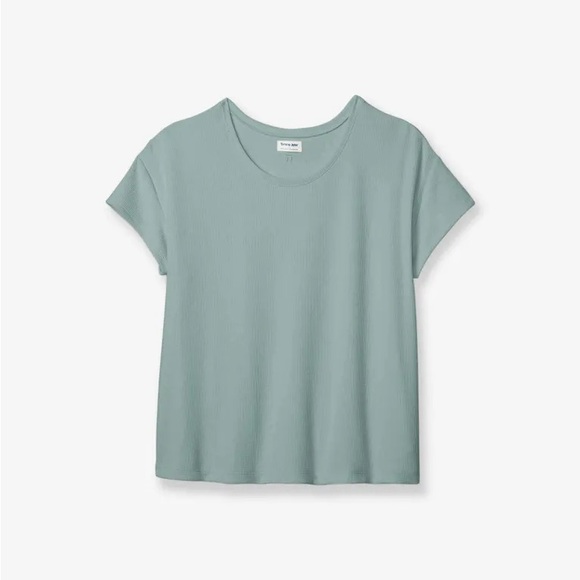 Tommy John Small Top Zen Waffle Lounge Tee Lily Pad green short sleeve crew NWT - Picture 5 of 7